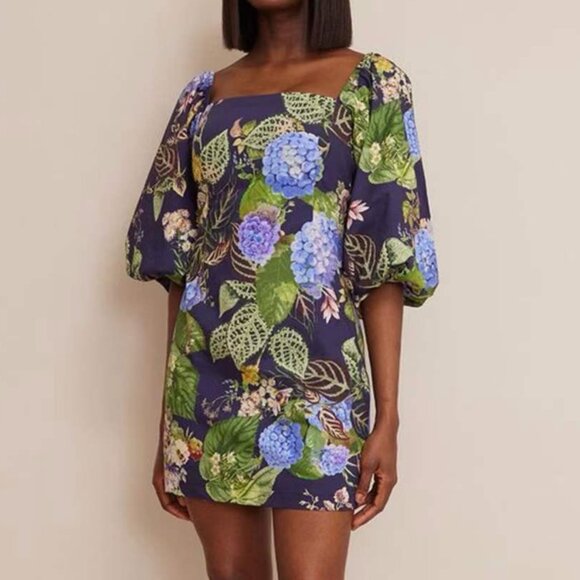 Cara Cara Floral Mini Dress - Blue and Green - Picture 3 of 10